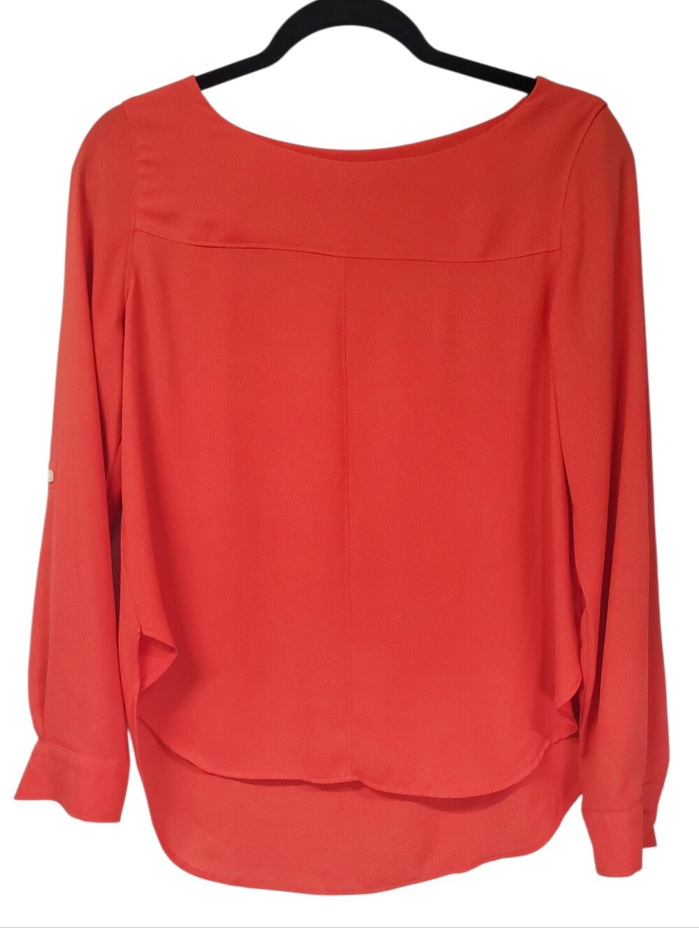 Office Siren Business Casual Orange Roll Tab Sleeve Size Petite Medium